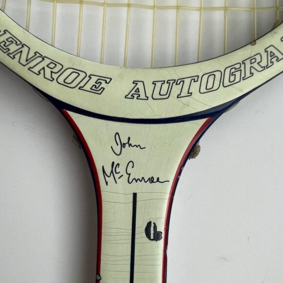Vintage John McEnroe Dunlop Autograph Wooden Tennis Racquet with Original Cover - Picture 8 of 12